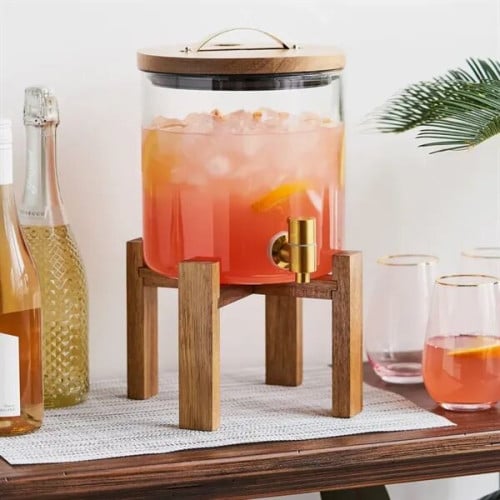 Modern Manor Wood & Glass Drink Dispenser