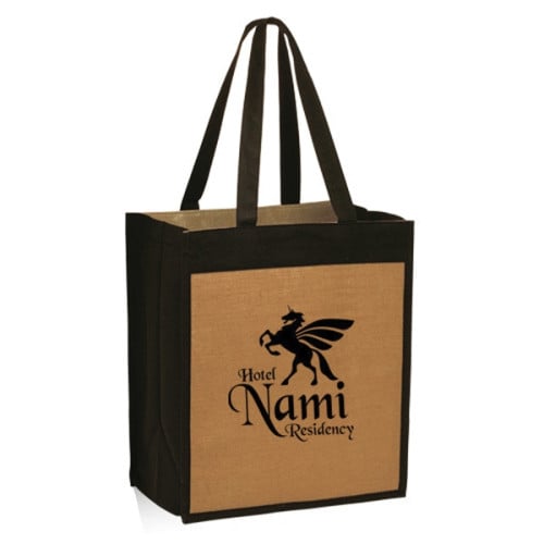 Jute Color Panel Tote Bags