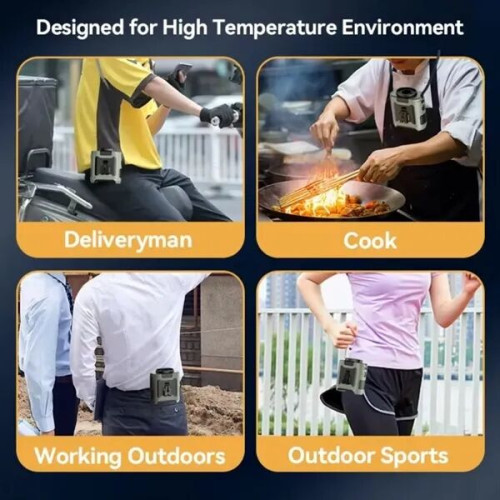 BreezeMax 3-in-1: Waist-Mounted Fan, Flashlight & Power Bank