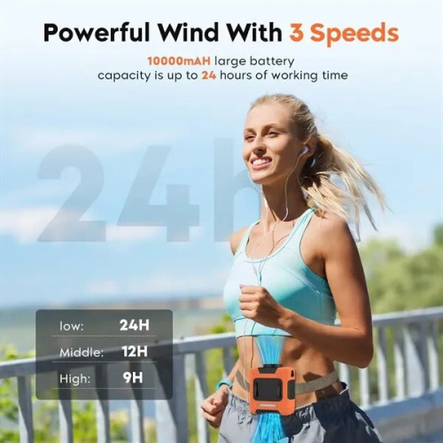 BreezeMax 3-in-1: Waist-Mounted Fan, Flashlight & Power Bank