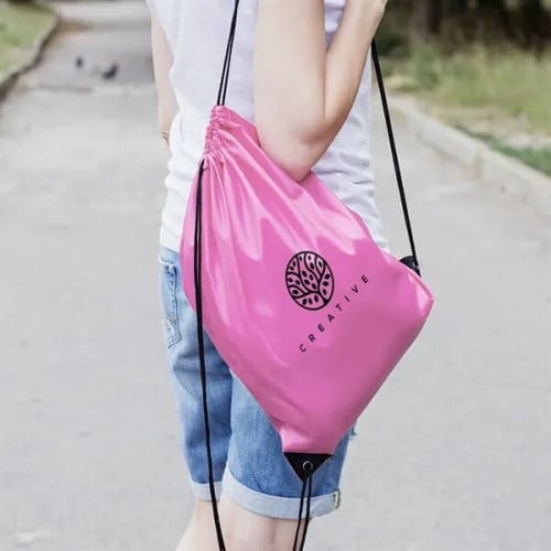 Black Trim Drawstring Bag