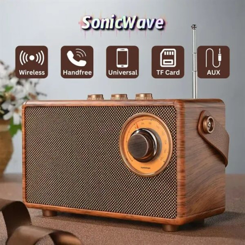 SonicWave Vintage Retro Bluetooth Speaker with USB, TF Card