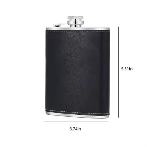 8 Oz. Leather Wrapped Stainless Steel Flask
