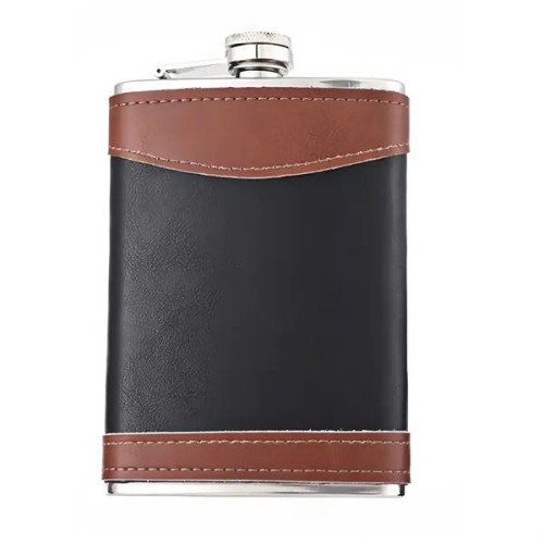 8 Oz. Leather Wrapped Stainless Steel Flask