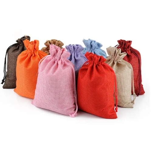 Medium Natural Burlap Pouches Jute Drawstring Bags 5" X 7"