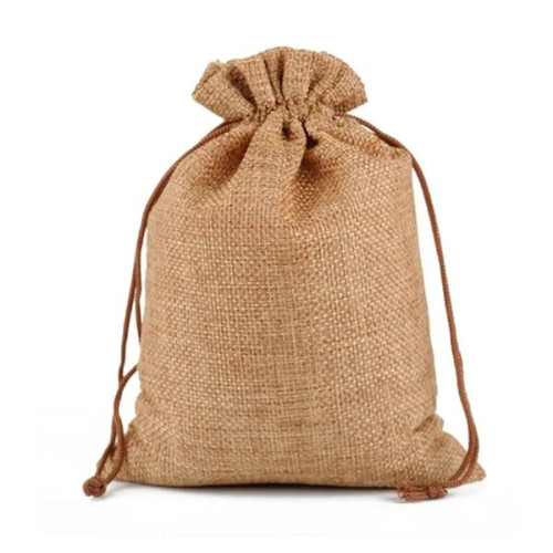 Medium Natural Burlap Pouches Jute Drawstring Bags 5" X 7"