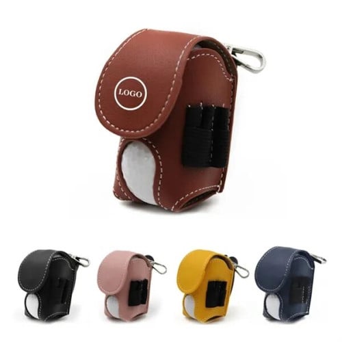 Compact Leather Golf Ball Bag