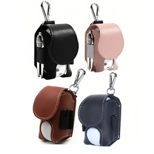 Compact Leather Golf Ball Bag