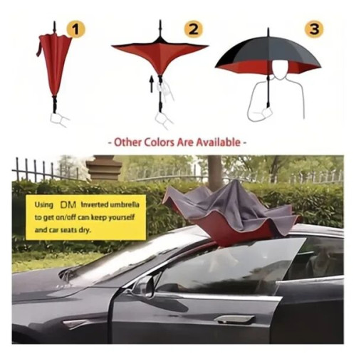 Double Layer Inverted Umbrella With C-Shaped Handle