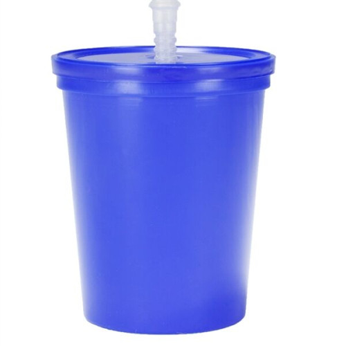 16 oz Plastic Stadium Cups with Lid & Straw