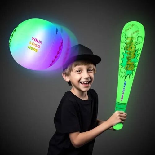 Light Up Bat and Baseball Inflatable Set(imprintable)