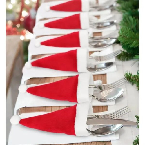 Mini Christmas Hat Utensil Holder for Holiday Decor