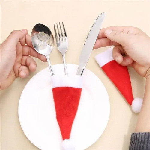 Mini Christmas Hat Utensil Holder for Holiday Decor