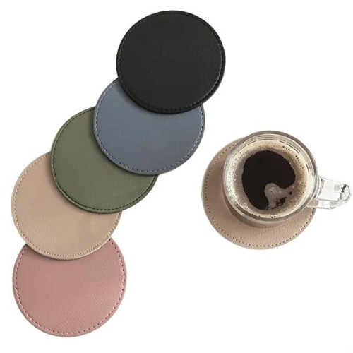 PU Leather Absorbent Round Coaster
