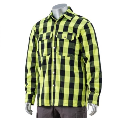 Hi Viz Buffalo Plaid Quilt-Lined Flannel Safety Shirt Jacket