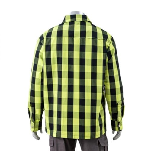 Hi Viz Buffalo Plaid Quilt-Lined Flannel Safety Shirt Jacket