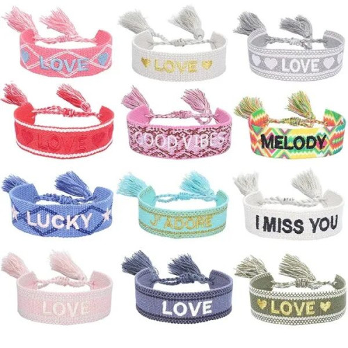 Embroidery Bracelet Woven Wristband With Tassels