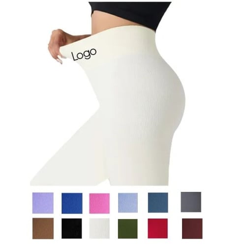 High-Waisted Yoga Pants with Tactile Ribbing
