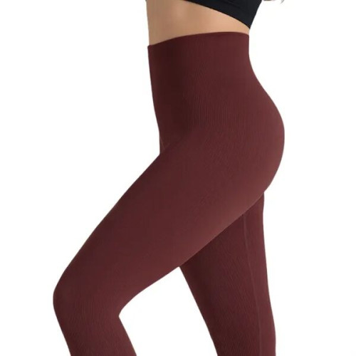High-Waisted Yoga Pants with Tactile Ribbing