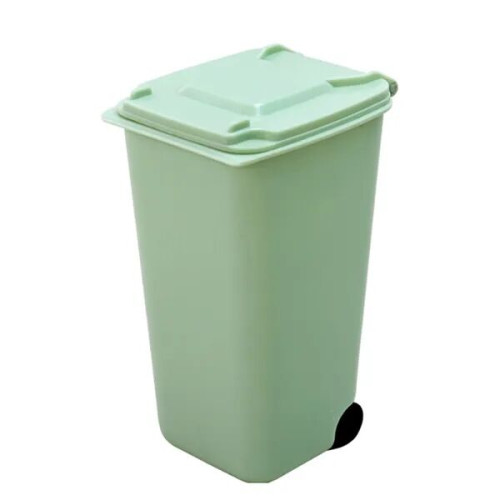 Mini Desktop Trash Can with Lid and Wheels