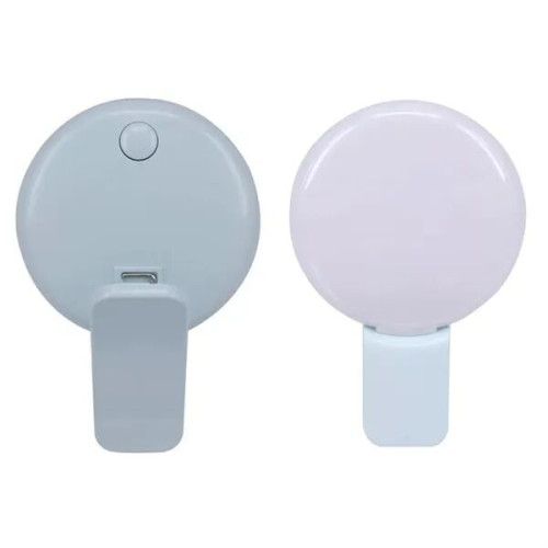 Phone Selfie Round LED Fill Light Recharging w/ Clip