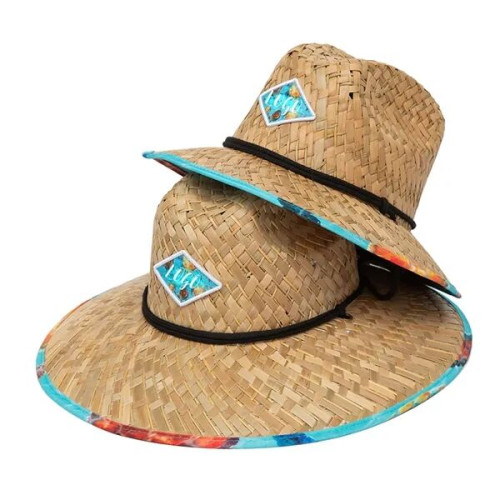 Straw Lifeguard Hat With Custom Woven Label