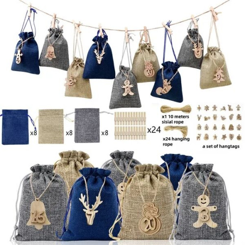 Burlap Drawstring Gift Bag Set