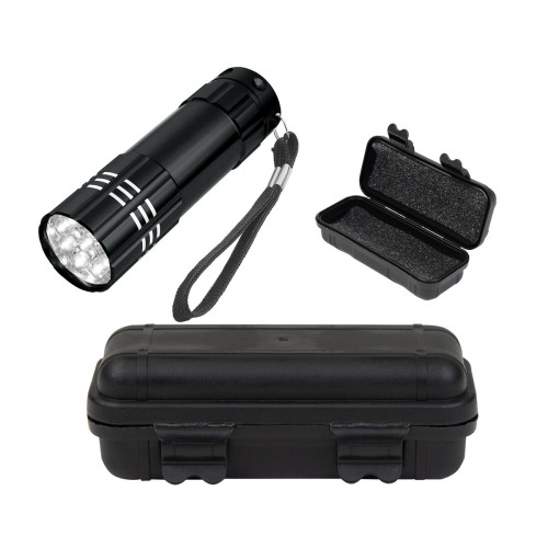Aluminum LED Flashlight And Small Hard Case Set