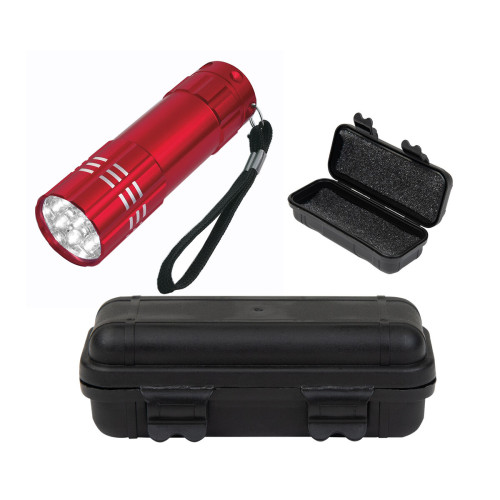 Aluminum LED Flashlight And Small Hard Case Set