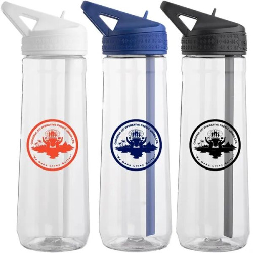 30 oz. Plastic Water Bottle W/ Sip Straw