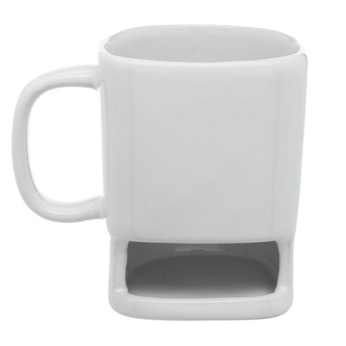 Glossy Ceramic Coffee Mug w/ Cookie Holder 7 oz.