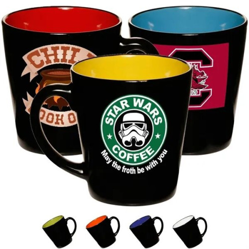Two Tone Coffee Ceramic Mugs 12 oz.
