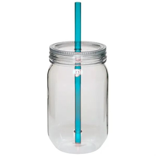 24 oz. Single Wall Mason Jars With screw-on lid and straw