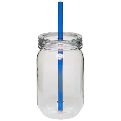 24 oz. Single Wall Mason Jars With screw-on lid and straw