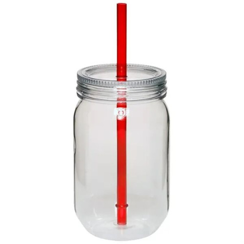 24 oz. Single Wall Mason Jars With screw-on lid and straw