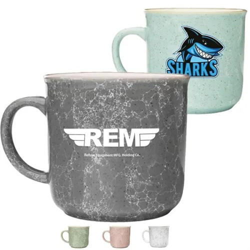 13oz Marble Campfire Ceramic Camping Coffee Mug Flared top