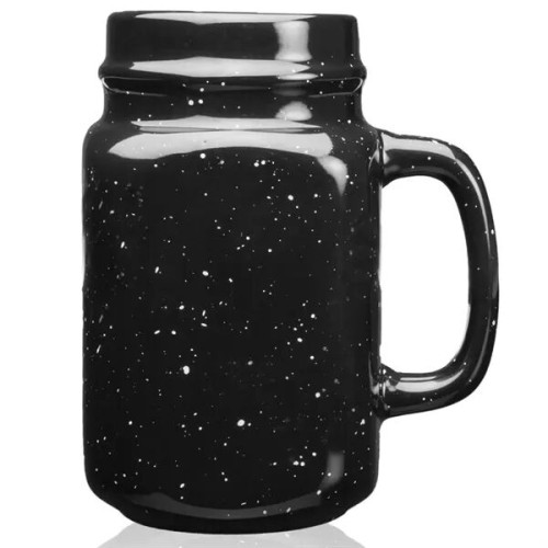 16 oz. Glossy Speckled Ceramic Mason Jar Coffee Mugs