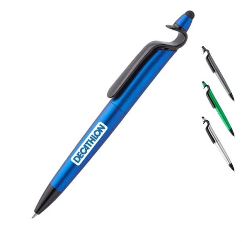 USA Printed Metal Pen w/ Silver Accents & Phone Stand