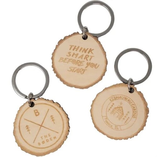 Custom Wood Log Cut Keychains