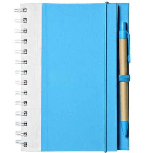 Recyclable Spiral Notebook w/ Pen Two-Tone ECO Notepad