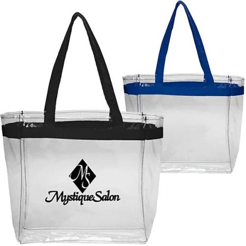 Clear Plastic Tote Bag w/ Colored Handles