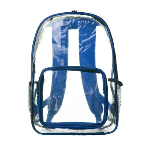 Clear Plastic Backpack w/ Mesh Pocket (13"x18")