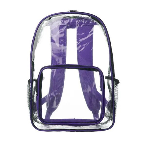 Clear Plastic Backpack w/ Mesh Pocket (13"x18")