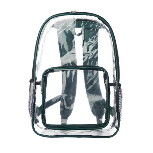 Clear Plastic Backpack w/ Mesh Pocket (13"x18")