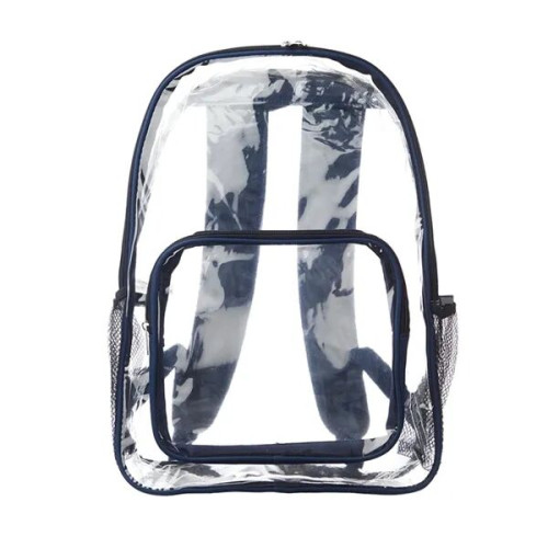 Clear Plastic Backpack w/ Mesh Pocket (13"x18")
