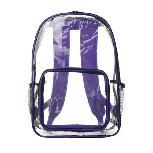 Clear Plastic Backpack w/ Mesh Pocket (13"x18")