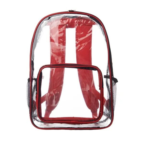 Clear Plastic Backpack w/ Mesh Pocket (13"x18")