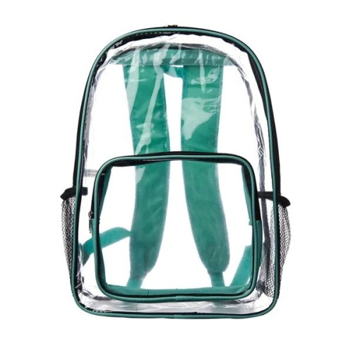 Clear Plastic Backpack w/ Mesh Pocket (13"x18")