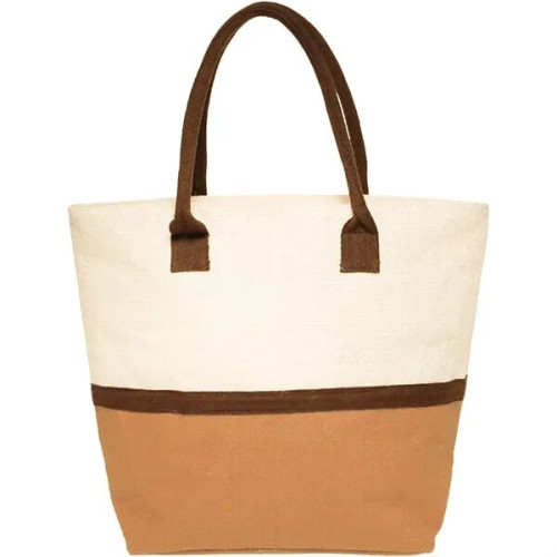 Eco-Friendly Beach Shopping Jute Tote Bag W/ Zipper