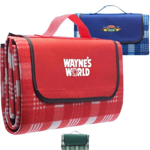 Roll Up Picnic Blanket w/ Custom Logo Checkered Design